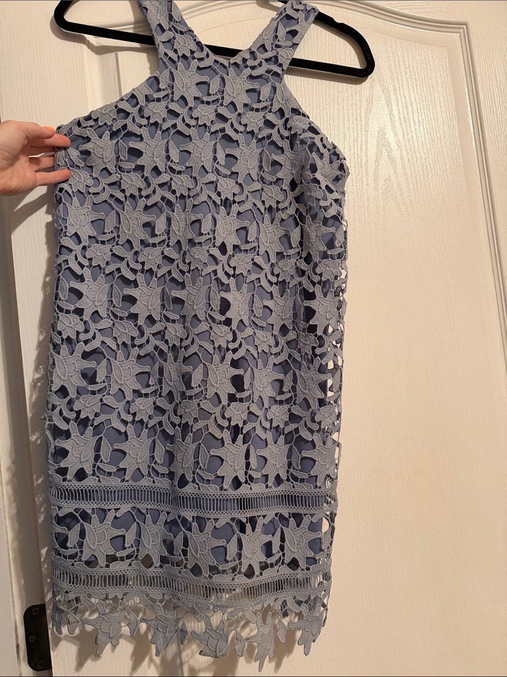 Gianni Bini Light Blue Floral Lace Halter Dress